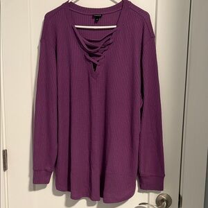 torrid Purple Lace-Up Waffle Knit Long Sleeve Tee
